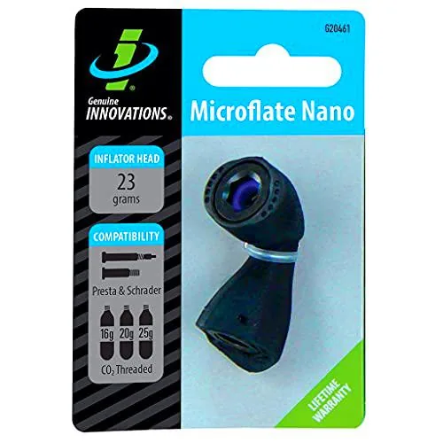 Genuine Innovations G20461, Microflate Nano, Bomba de CO2 para Bicicletas, Peso 23 g